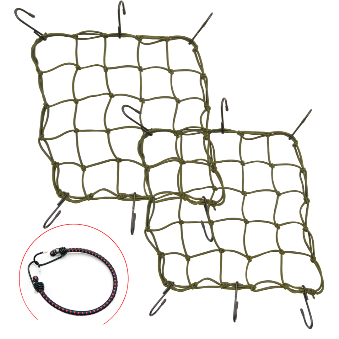 ONIPAX 15"x 15" High Elastic Bungee Cargo Net with 6 Hooks for Bicycle Motorcycle
