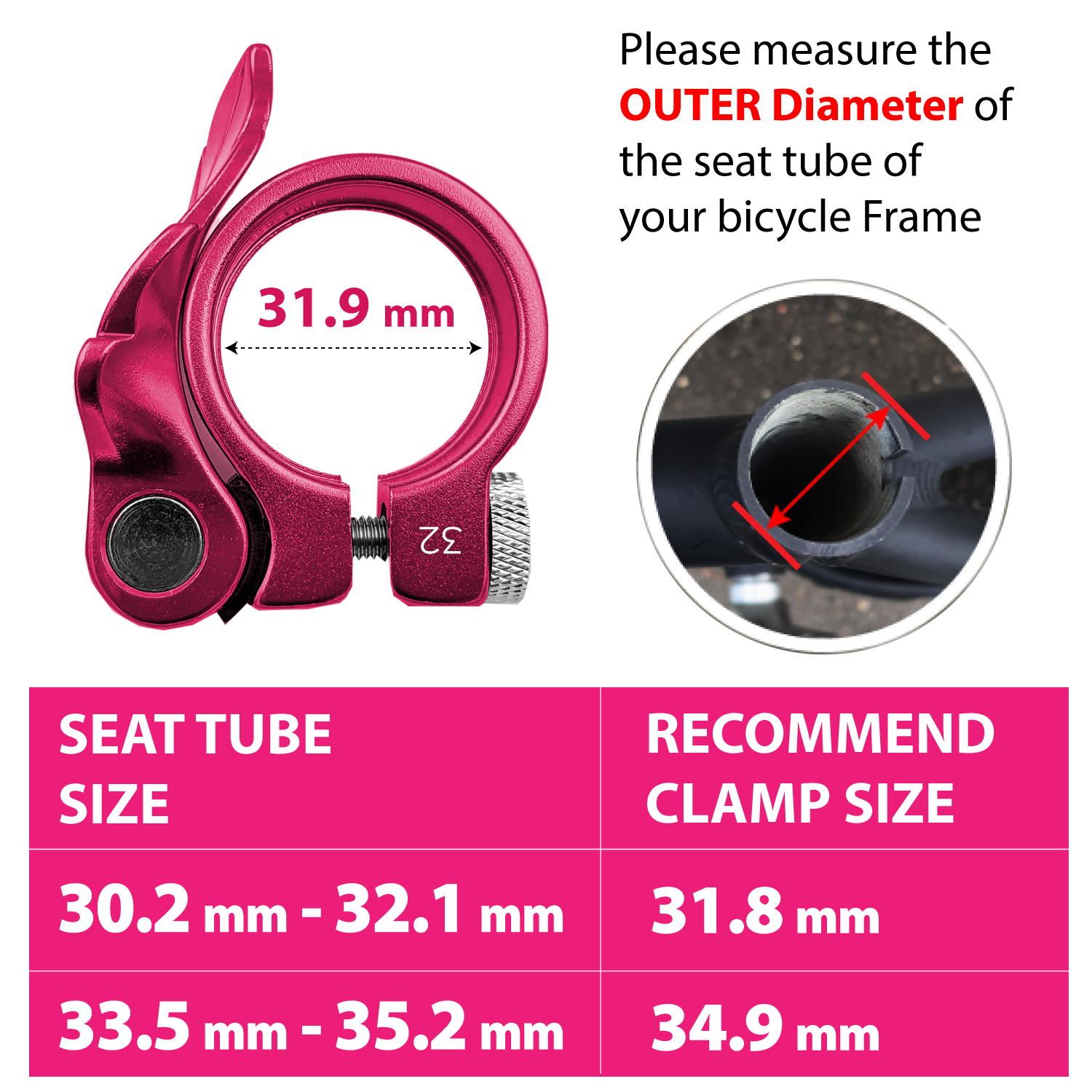 ONIPAX QR Aluminum seatpost clamp 35mm