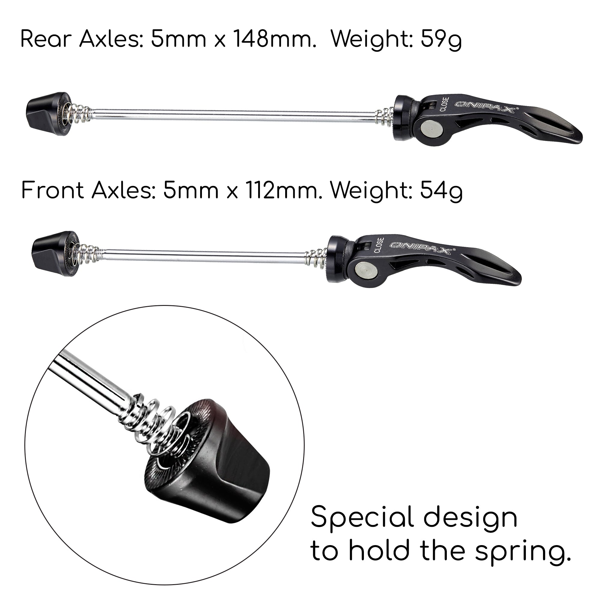 ONIPAX Quick Release SKEWERS RED/Black MTB Road Bicycle 1 Set