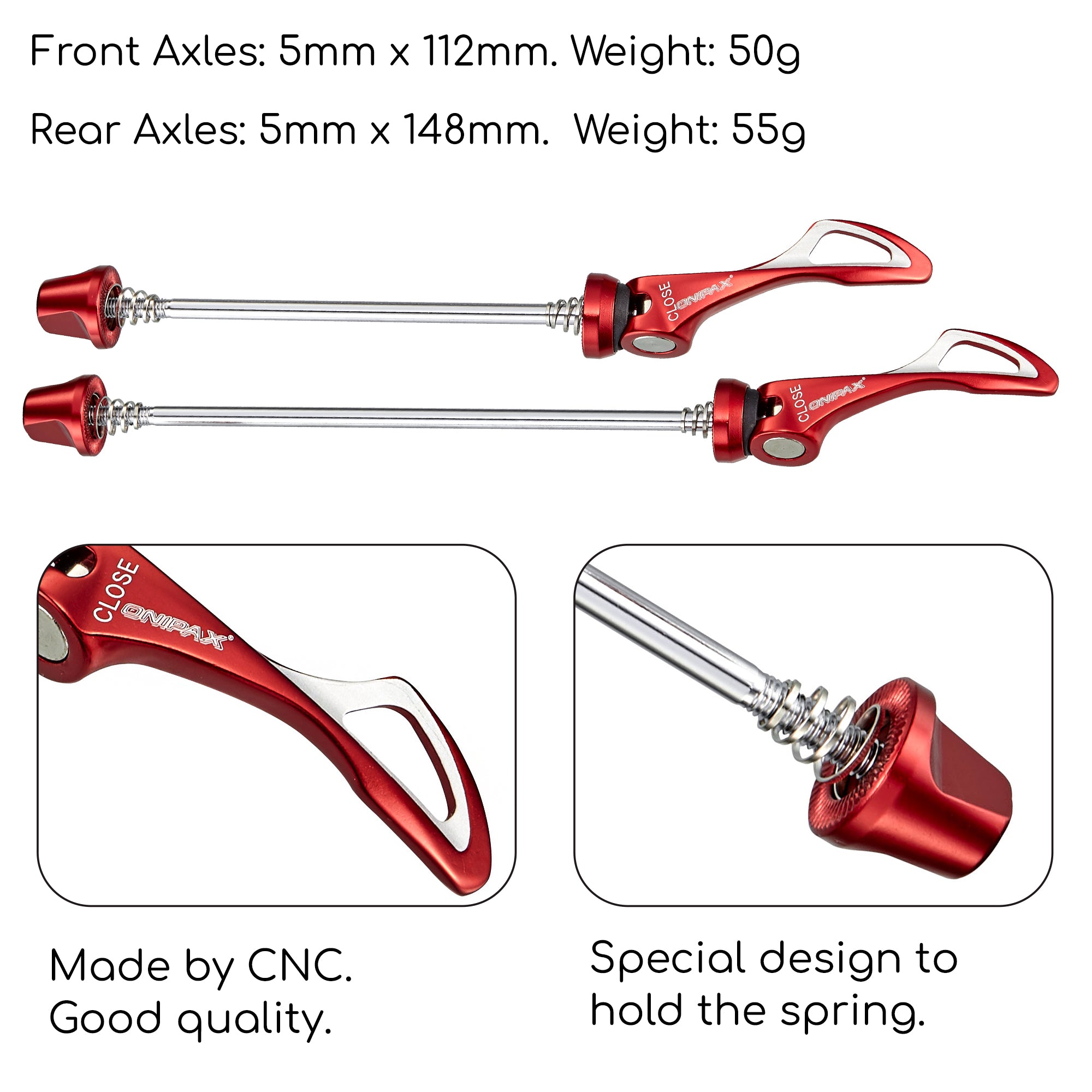 ONIPAX MTB Road Mountain Bicycle Wheel Hub Front and Rear Quick Release Skewer