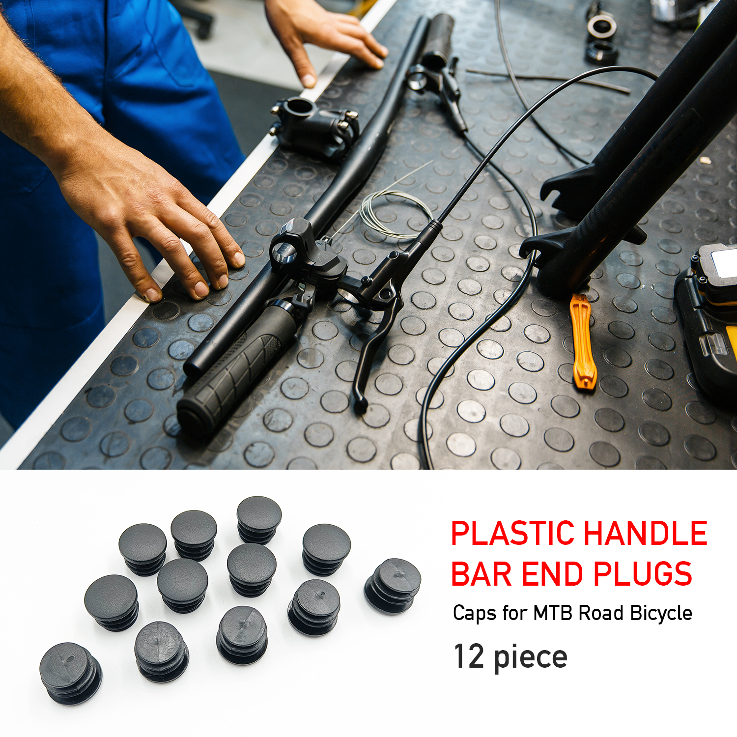 ONIPAX Plastic Handle Bar End Plugs 12pcs Caps for MTB Road Bicycle