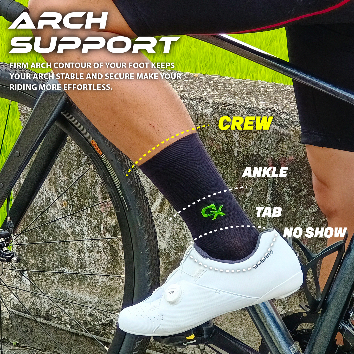 ONIPAX Athletic Cycling Socks for Men & Women, Crew Cut, Breathable Compression, Perfect fit for Cycling Shoes, Running Hiking