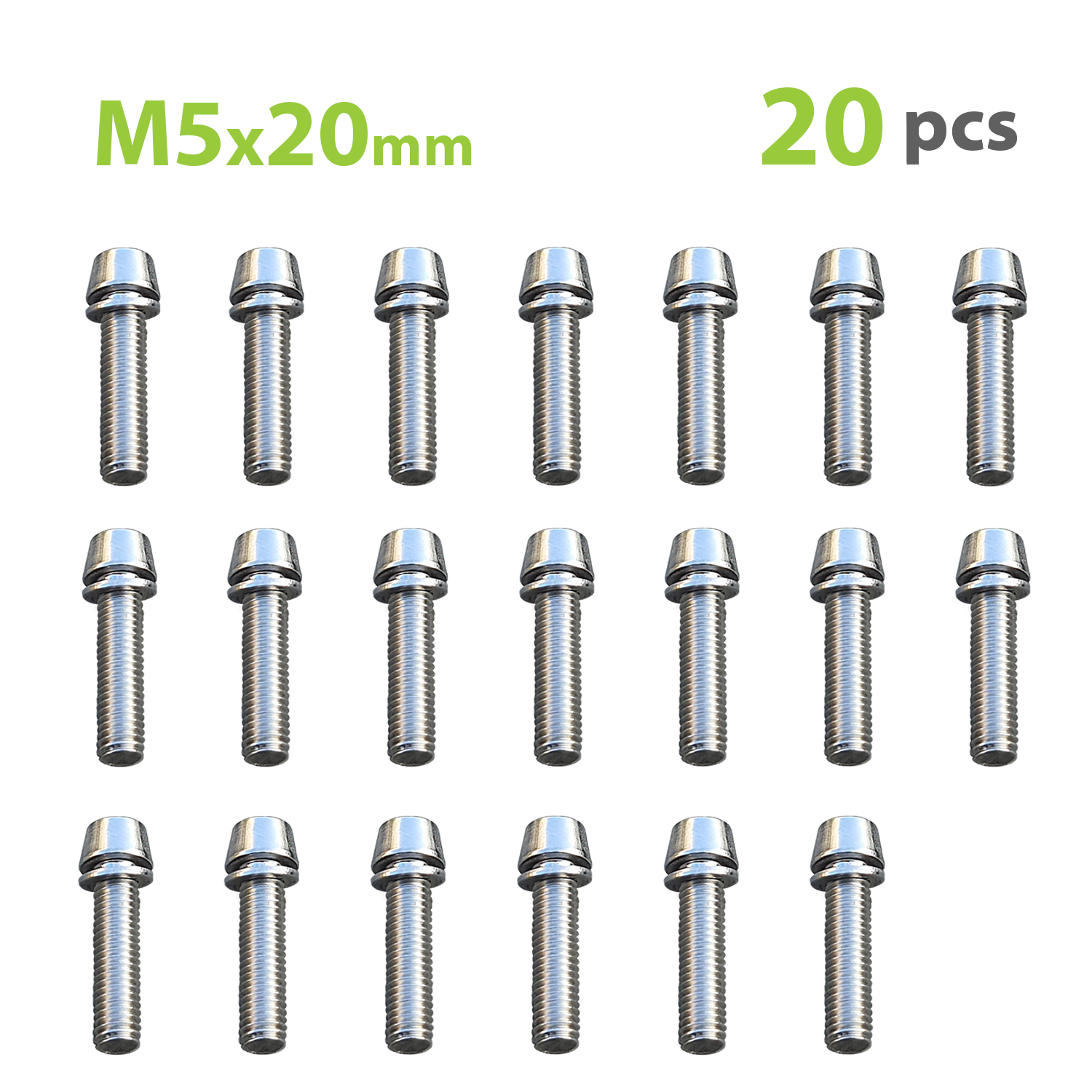 ONIPAX M5x20mm Bike Allen Hex Tapered Stainless Bolts Screws with Washer for MTB STEM