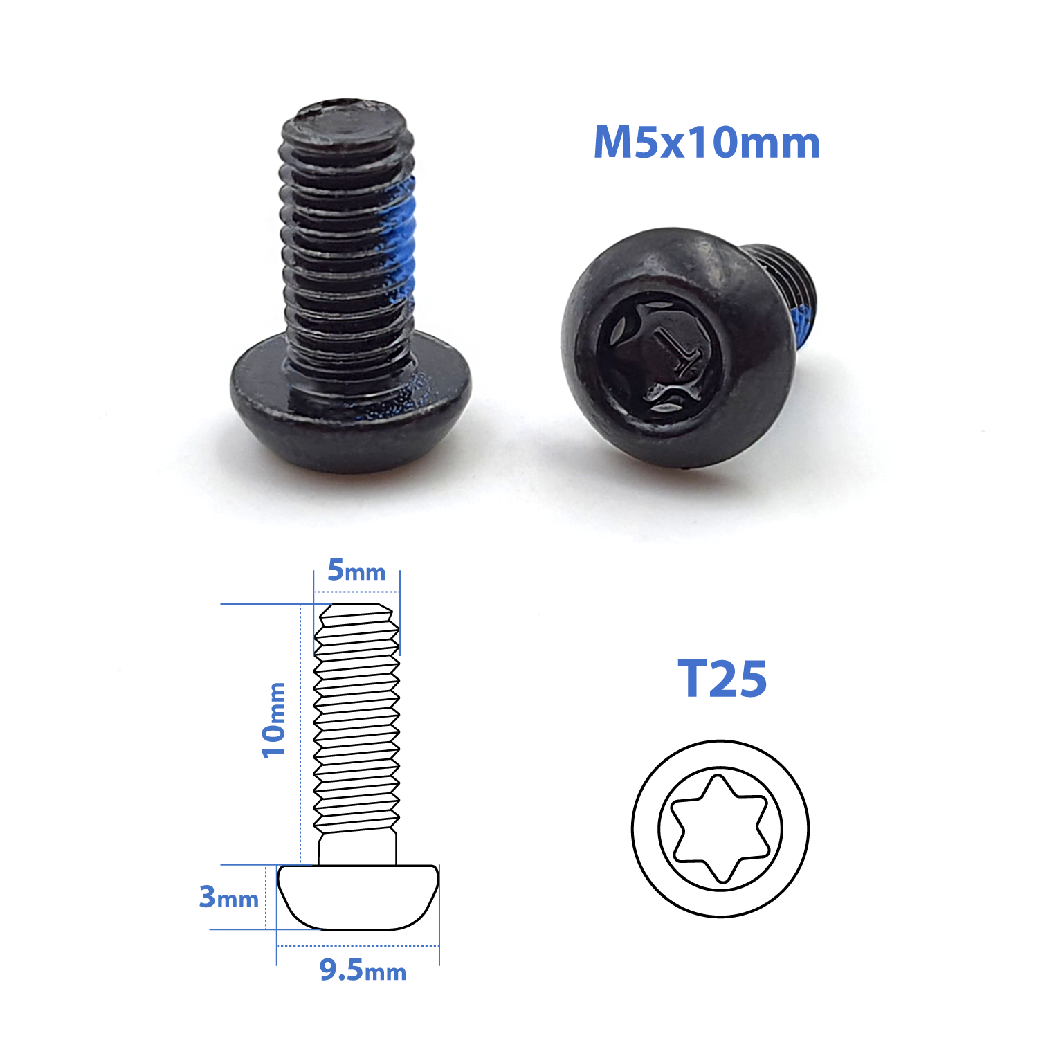 ONIPAX 12 Pcs Bicycle Disc Brake Bolts MTB Rotor Bolts 6-Bolt M5x10mm Brake Bolts Mountain Bike T25 Brake Rotor Bolts with 1 pc T25 Wrench