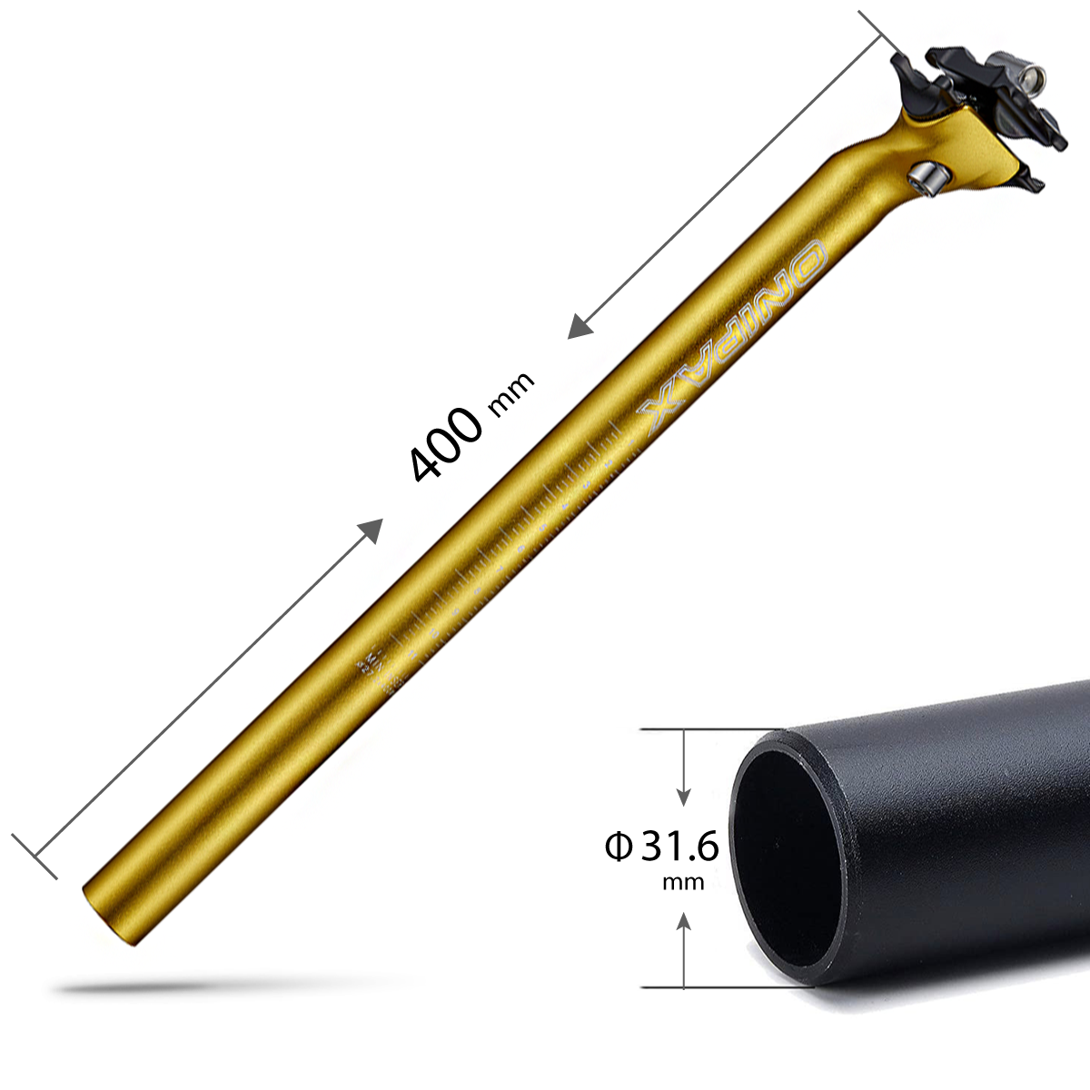 ONIPAX Forged Aluminum Seatpost 400mm 31.6mm Black/Red/Blue/Gold.