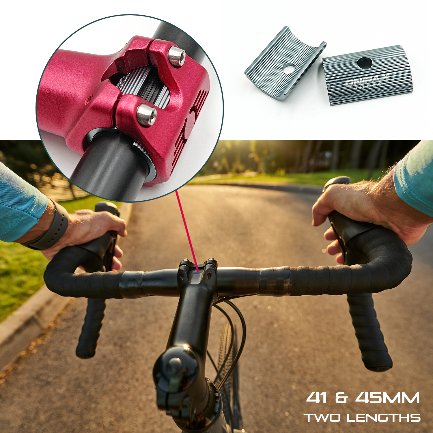 ONIPAX Bike Handlebar Shim 1" to 1-1/4”/ 25.4 to 31.8 mm Bicycle Handlebar Conversion Shims Adapter Clamp Spacer