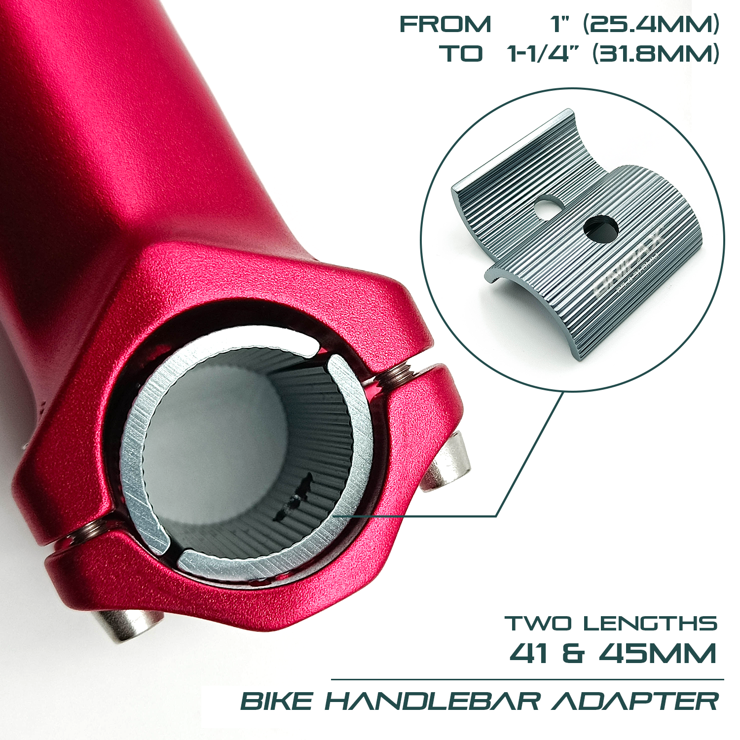 ONIPAX Bike Handlebar Shim 1" to 1-1/4”/ 25.4 to 31.8 mm Bicycle Handlebar Conversion Shims Adapter Clamp Spacer