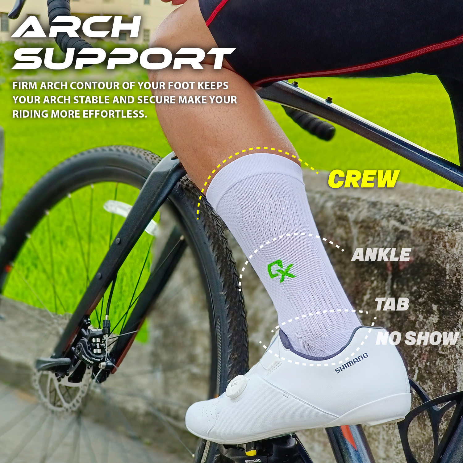 ONIPAX Athletic Cycling Socks for Men & Women, Crew Cut, Breathable Compression, Perfect fit for Cycling Shoes, Running Hiking