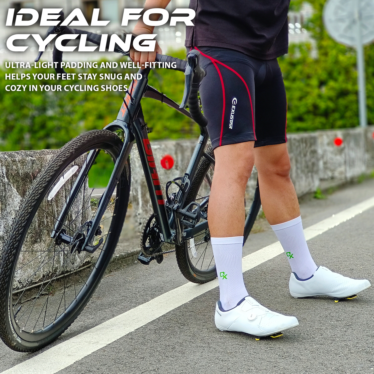 ONIPAX Athletic Cycling Socks for Men & Women, Crew Cut, Breathable Compression, Perfect fit for Cycling Shoes, Running Hiking