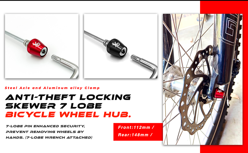 ONIPAX Anti-Theft Locking Skewer 7 Lobe Bicycle Wheel Hub