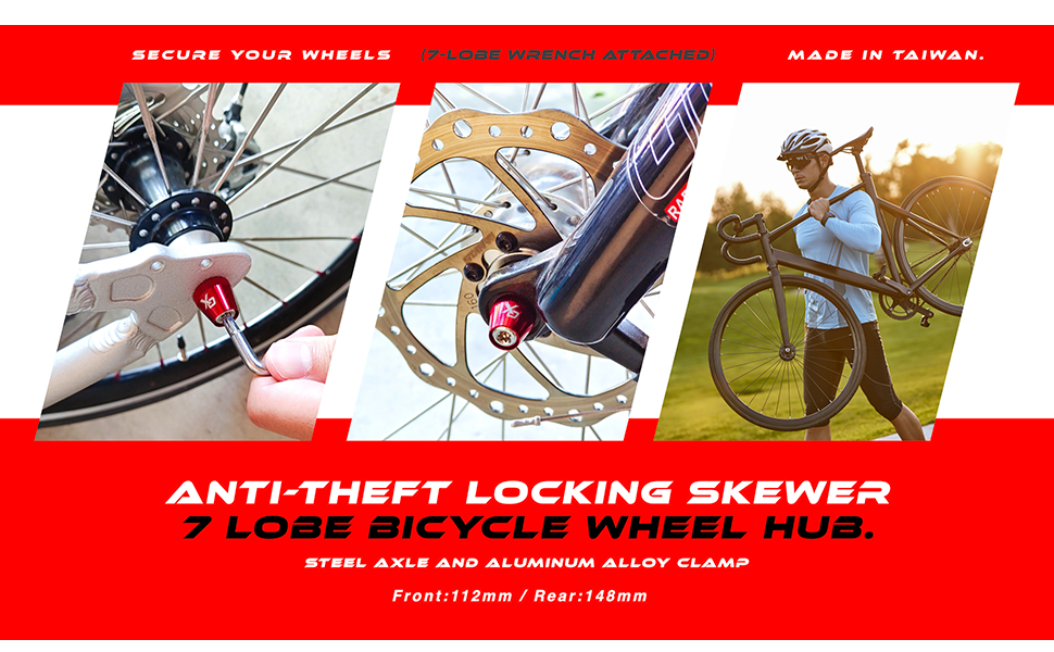 ONIPAX Anti-Theft Locking Skewer 7 Lobe Bicycle Wheel Hub