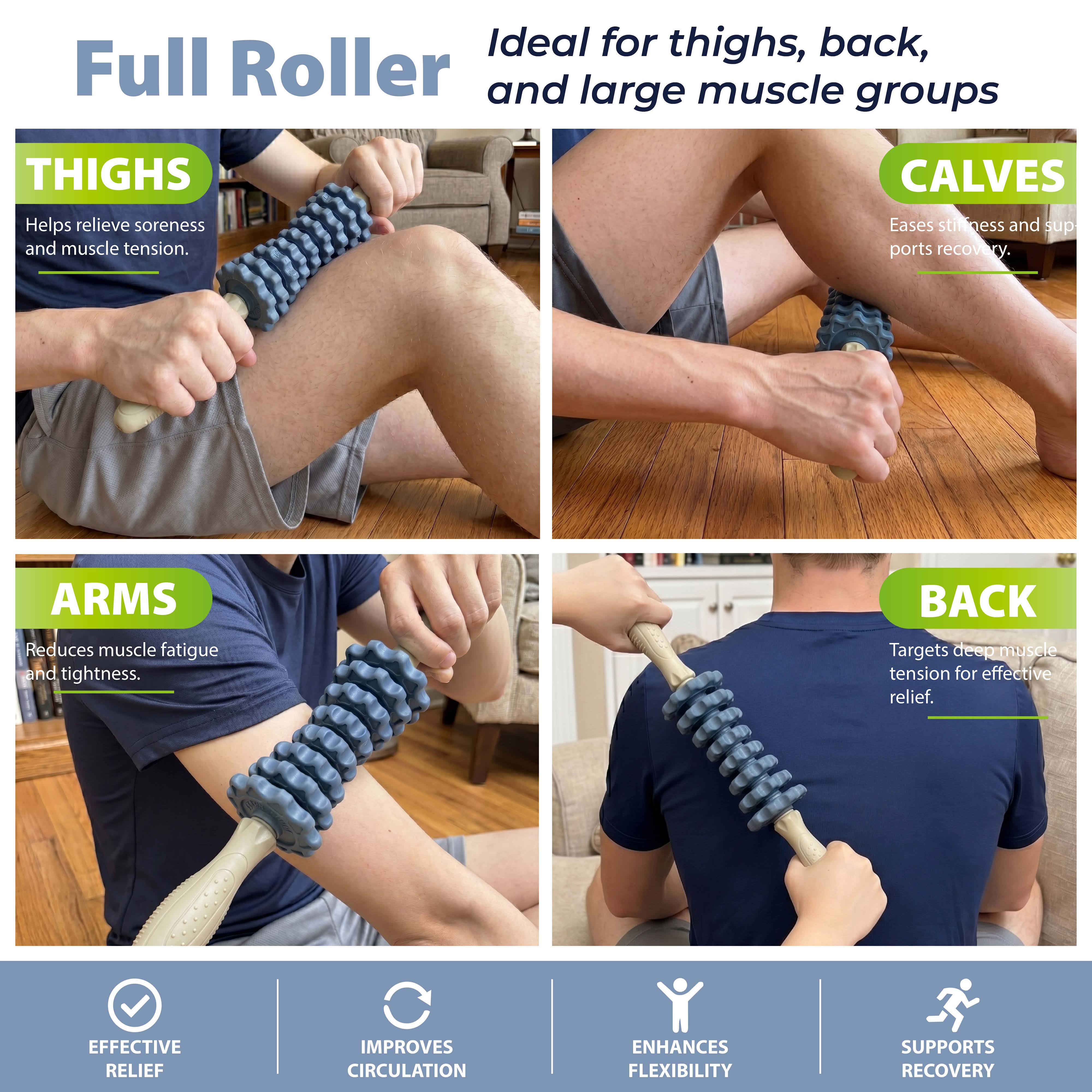 3-in-1 Muscle Roller Stick - Adjustable Deep Tissue Massage Tool | 8-Gear Adjustable, POM Core, Portable for Neck, Back & Calf Relief - Ideal for Post-Workout Recovery & Muscle Tension Relief