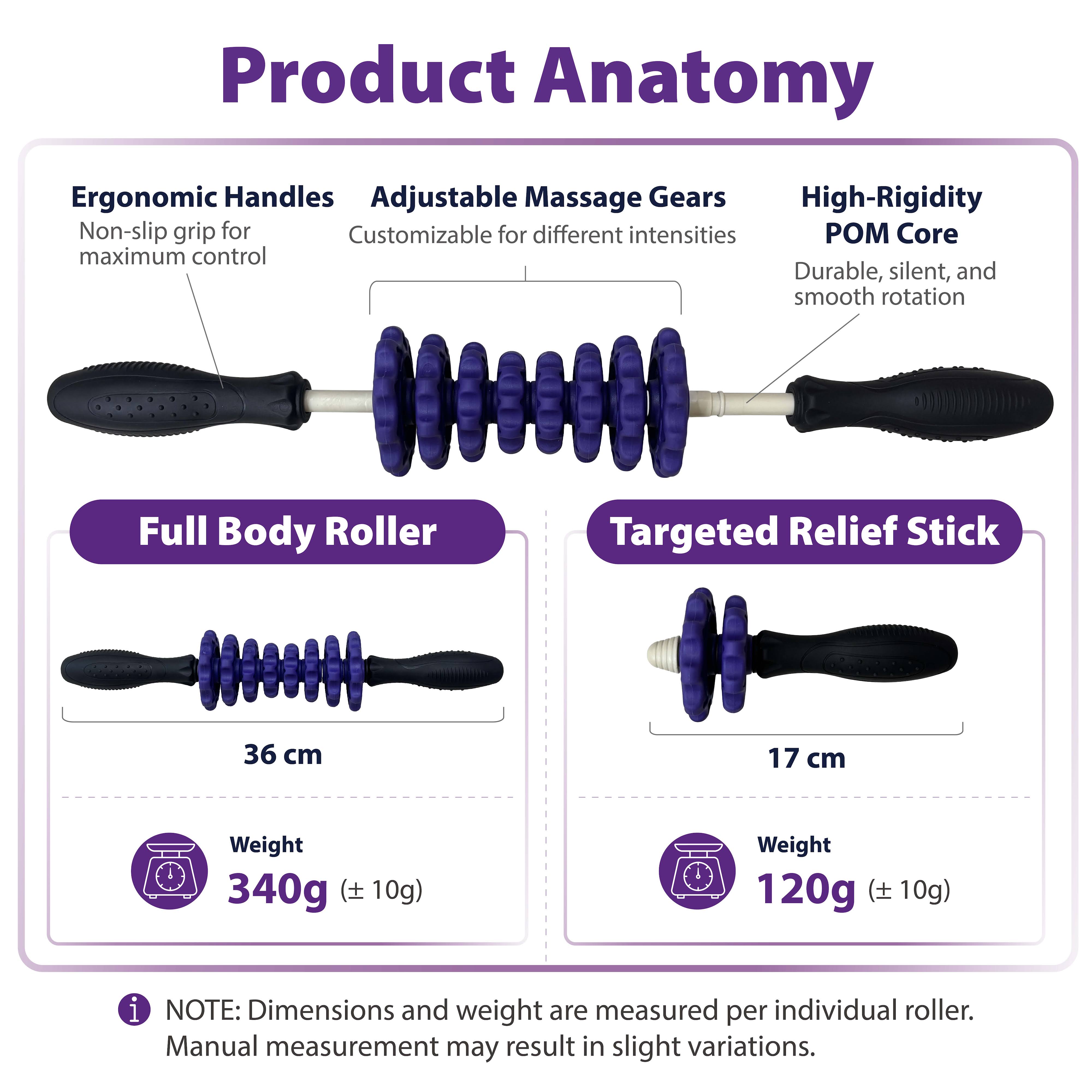 3-in-1 Muscle Roller Stick - Adjustable Deep Tissue Massage Tool | 8-Gear Adjustable, POM Core, Portable for Neck, Back & Calf Relief - Ideal for Post-Workout Recovery & Muscle Tension Relief