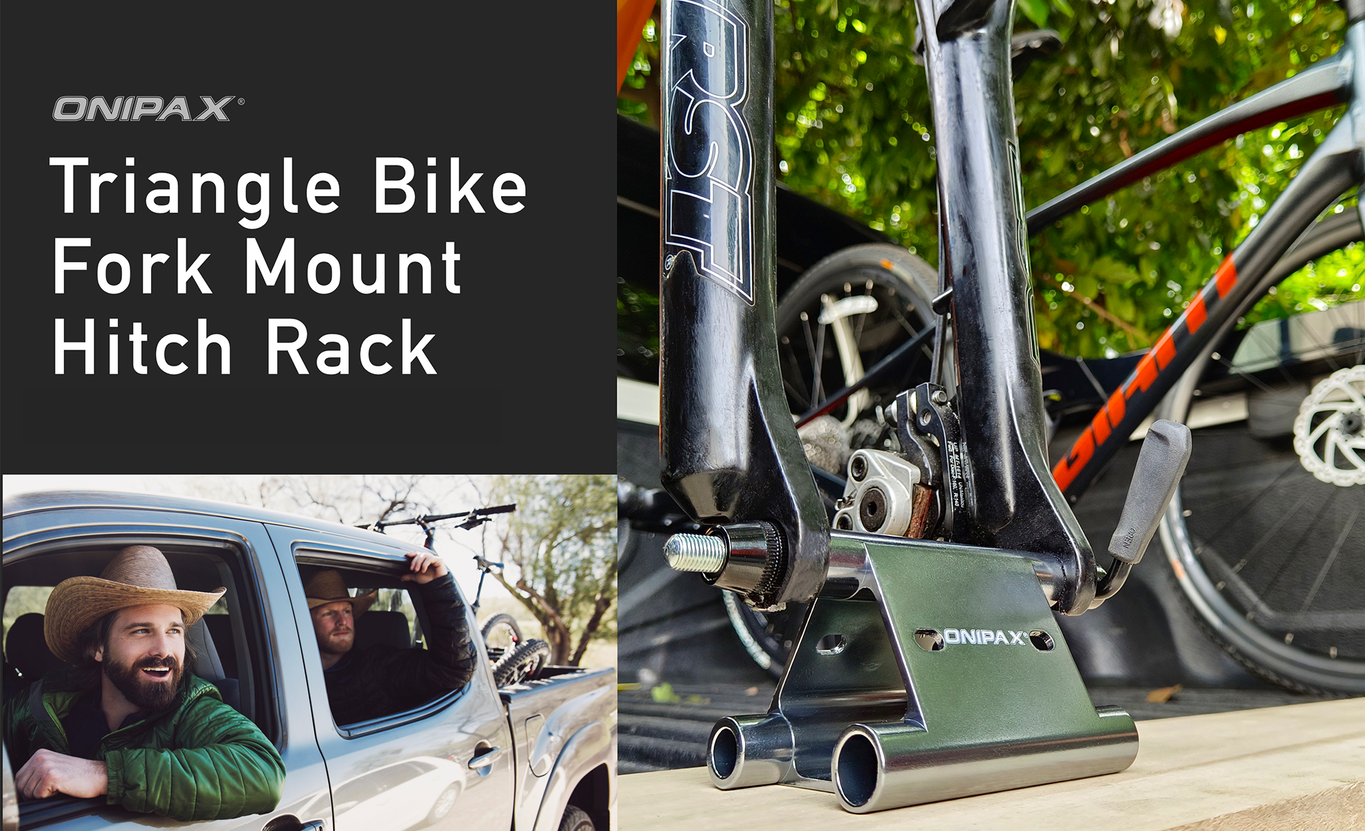 Onipax Triangle Bike Fork Mount Hitch Rack with 9mm Quick Release