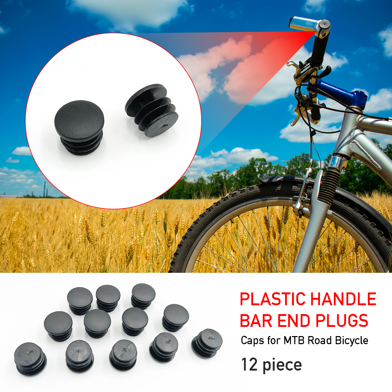 ONIPAX Plastic Handle Bar End Plugs 12pcs Caps for MTB Road Bicycle