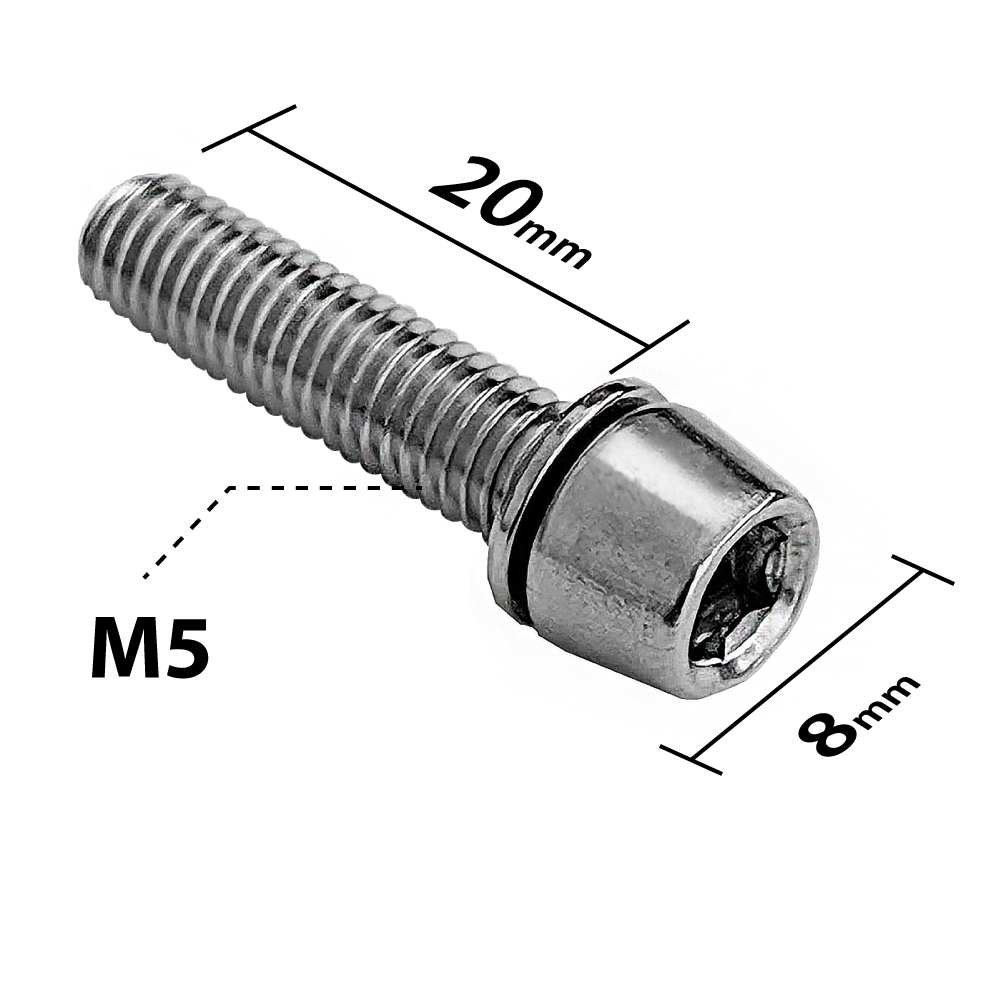 ONIPAX M5x20mm Bike Allen Hex Tapered Stainless Bolts Screws with Washer for MTB STEM