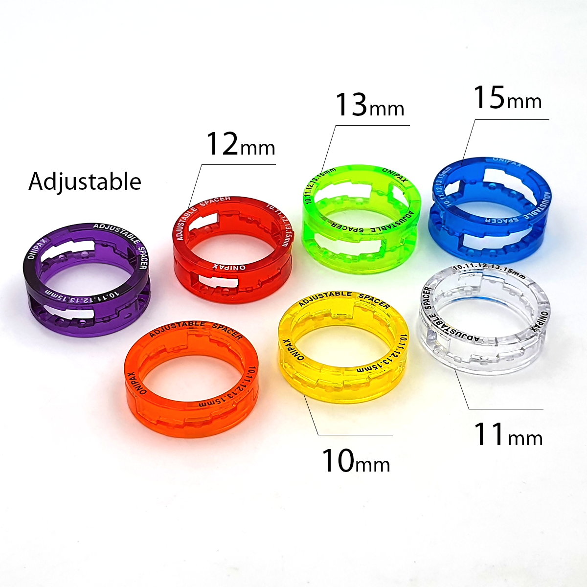 ONIPAX Adjustable Headset spacers. 1 1/8". One Set can Adjust to 10mm/11mm/12mm/13mm/15mm Height