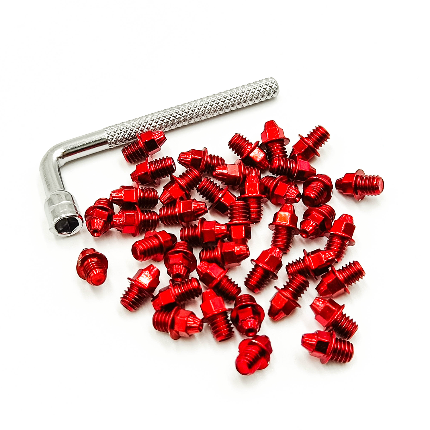 gold mtb pedal pins ONIPAX Bike Pedal Bolts Screw M4 x 7mm 40 pcs/Bag with 1 Wrench, Red